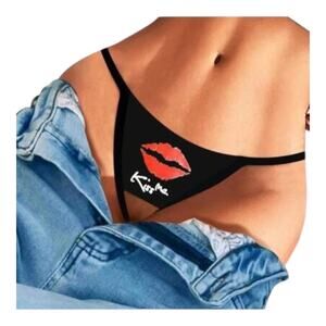 Womens large g-string crotch-less sexy thong lingerie KISS ME